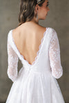 vestido-de-novia-corto-escote-en-V-manga-larga-boda-civil-vestdo-de-cambio
